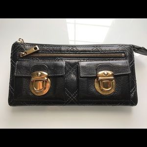 Marc Jacobs Black Leather Clutch Wallet Quilted